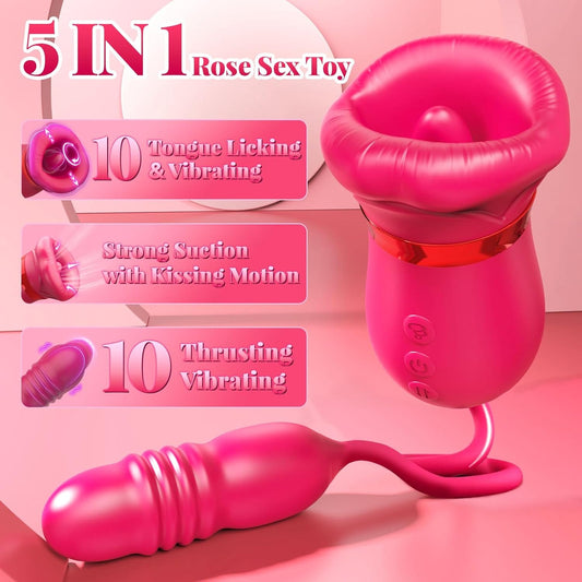 Big Mouth 5 In 1 Mouth Suction Clitoris Thrusting G-spot Vibrator