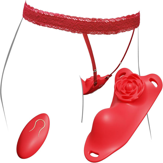 Rose Wearalbe Clitoral Massage Vibrator with Panty & Remote Control